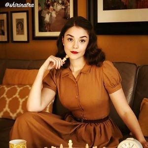 Hearts and Found Judy dress in Walnut Linen